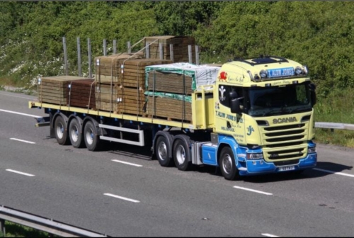 A T Alun Jones Ltd lorry hauling timber