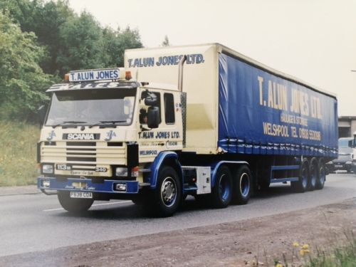 A Yellow and Blue T Alun Jones LTD Haulage and Storage Scania Lorry