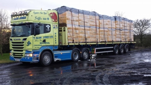 T Alun Jones lorry hauling some pallets